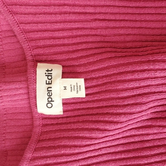 4/$30 ** Open Edit Rib Scoop Neck Ribbed Sweater Pink Size L sz M - Picture 6 of 6